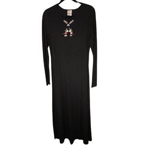 Disney Store Embroidered Minnie & Mickey Mouse Long Sleeve Maxi Dress size med